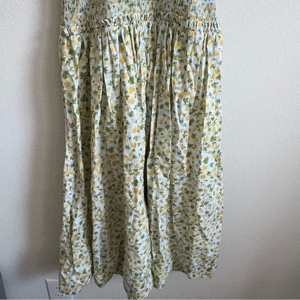 Free People Midi Floral Dress Baby Blue, Green and Yellow- size M - Picture 13 of 15
